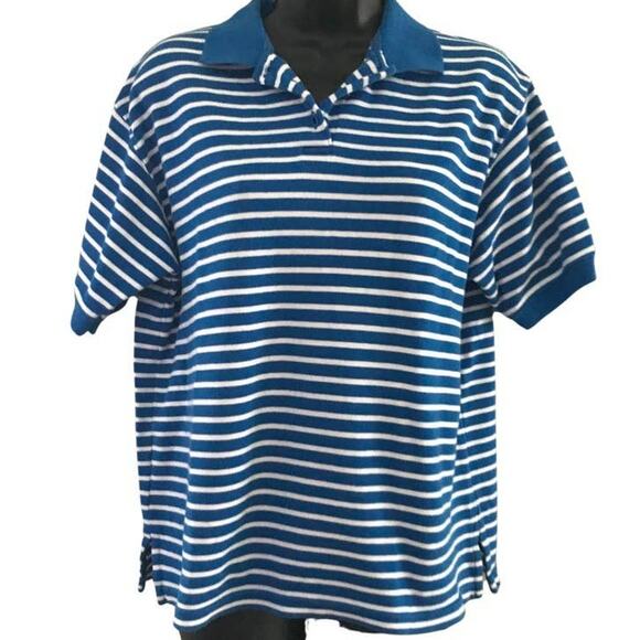 Vintage 80s Striped Blouse, Karen Scott Top, Large Short Sleeve 80s Plus Sized - Picture 3 of 14